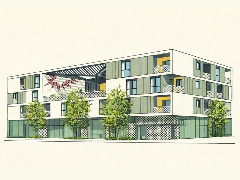 Drawing of Adams Terrace. No photo available.