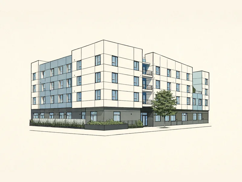 Drawing of Central Avenue Apartments. No photo available.