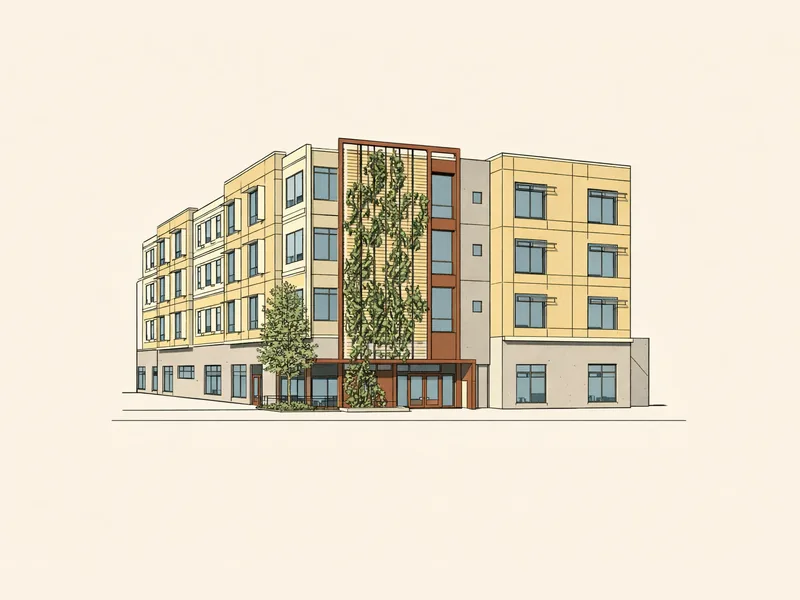 Drawing of Depot Community Apartments. No photo available.