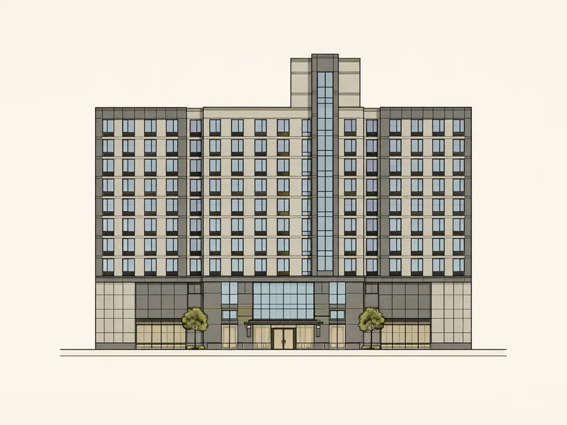 Drawing of Qwest Towers. No photo available.
