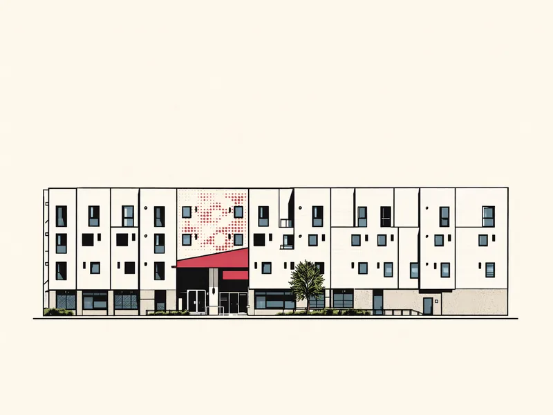 Drawing of Rosa De Castilla Apartments. No photo available.