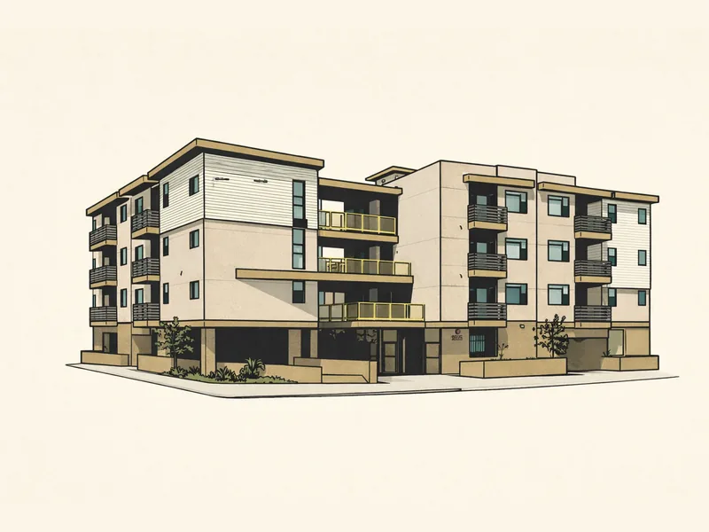 Drawing of Sichel Family Apartments. No photo available.