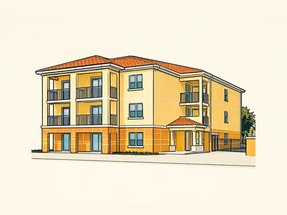 Drawing of Golden Acres farm labor housing. No photo available.