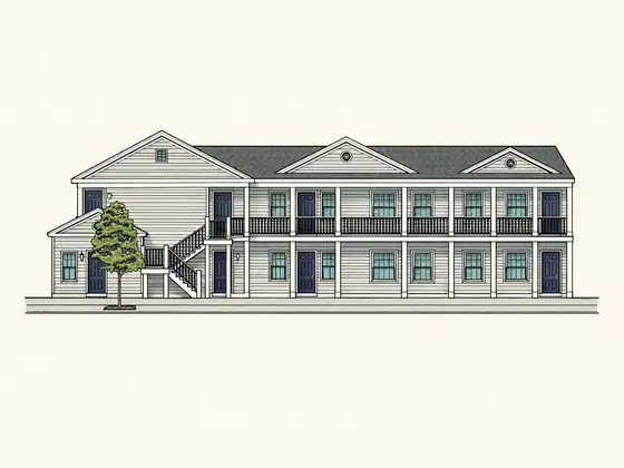 Drawing of Brick Kiln Apartments. No photo available.