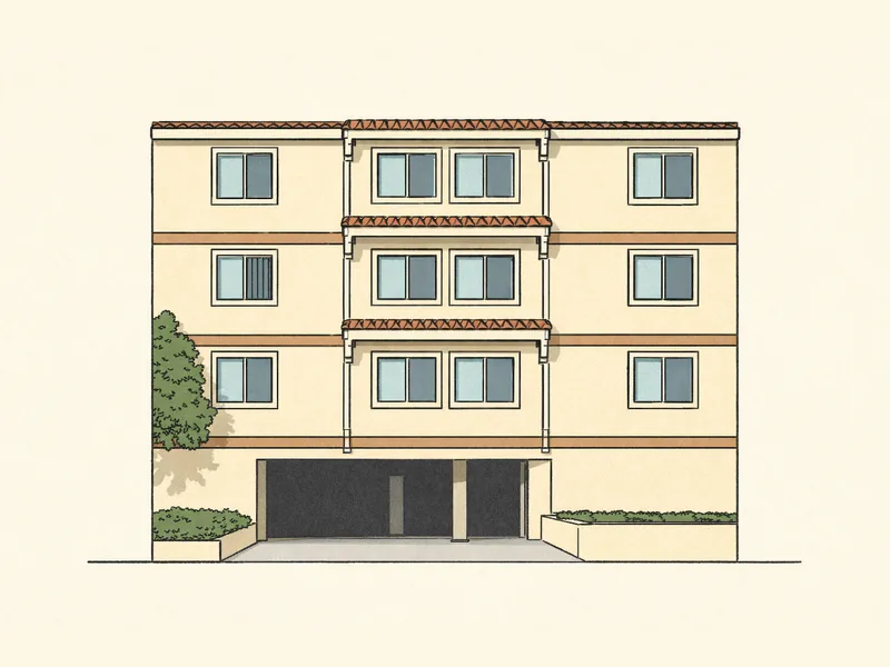 Drawing of Wyandotte Apartments. No photo available.